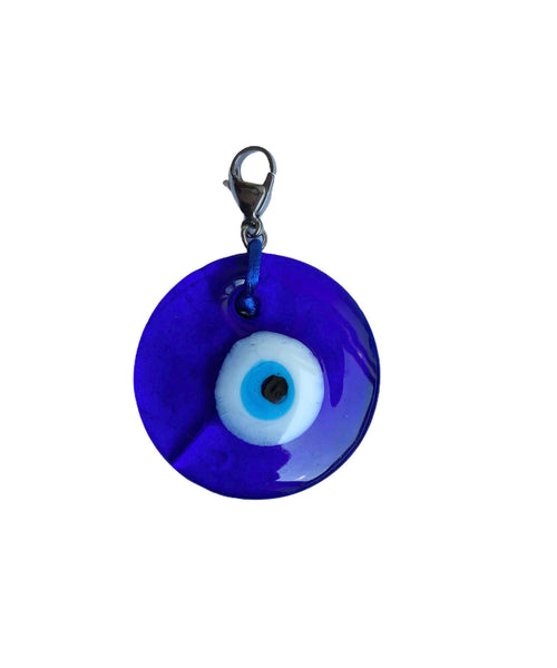 Large Glass Evil Eye Charm - Blackcurrant Pop
