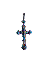 Load image into Gallery viewer, Iridescent Cross Charm - Blackcurrant Pop
